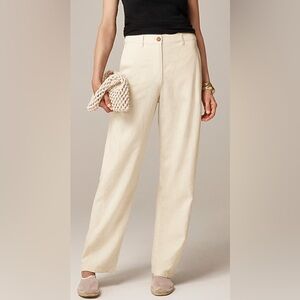 J. Crew Women's Natural Relaxed Barrel-Leg Pant in Linen Blend, Size 14